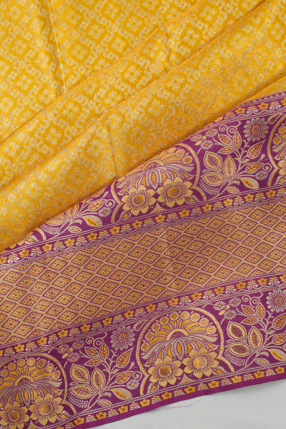 Taranga Kanchi Silk Brocade Yellow Saree