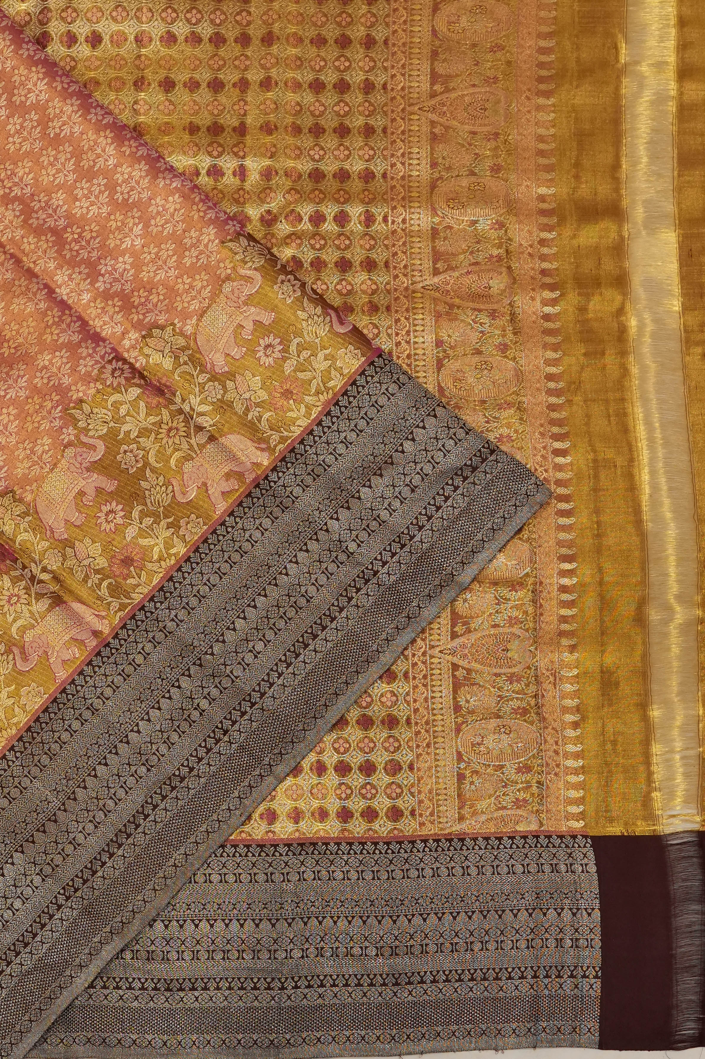 Taranga Kanchi Silk Tissue Brocade Pink Saree