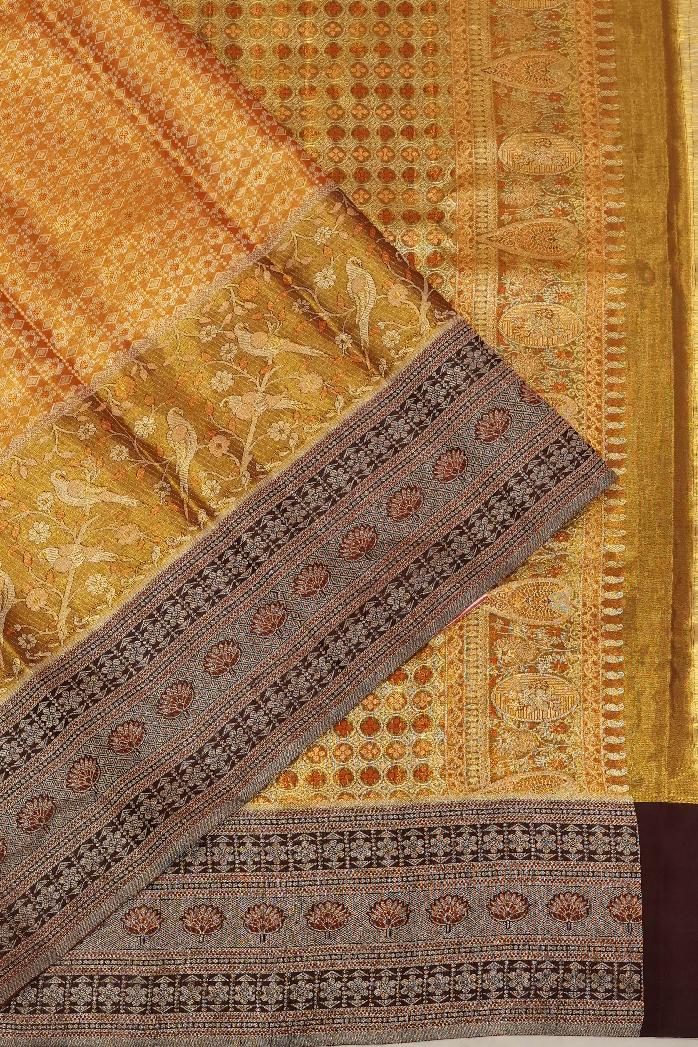 Taranga Kanchi Silk Tissue Brocade Red Saree