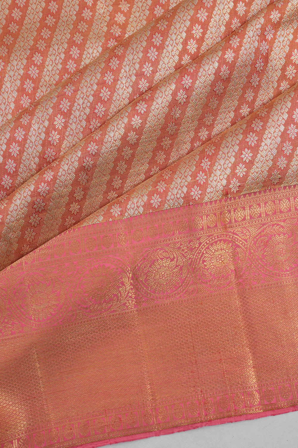 Kanchipuram Silk Tissue Brocade Pink Saree
