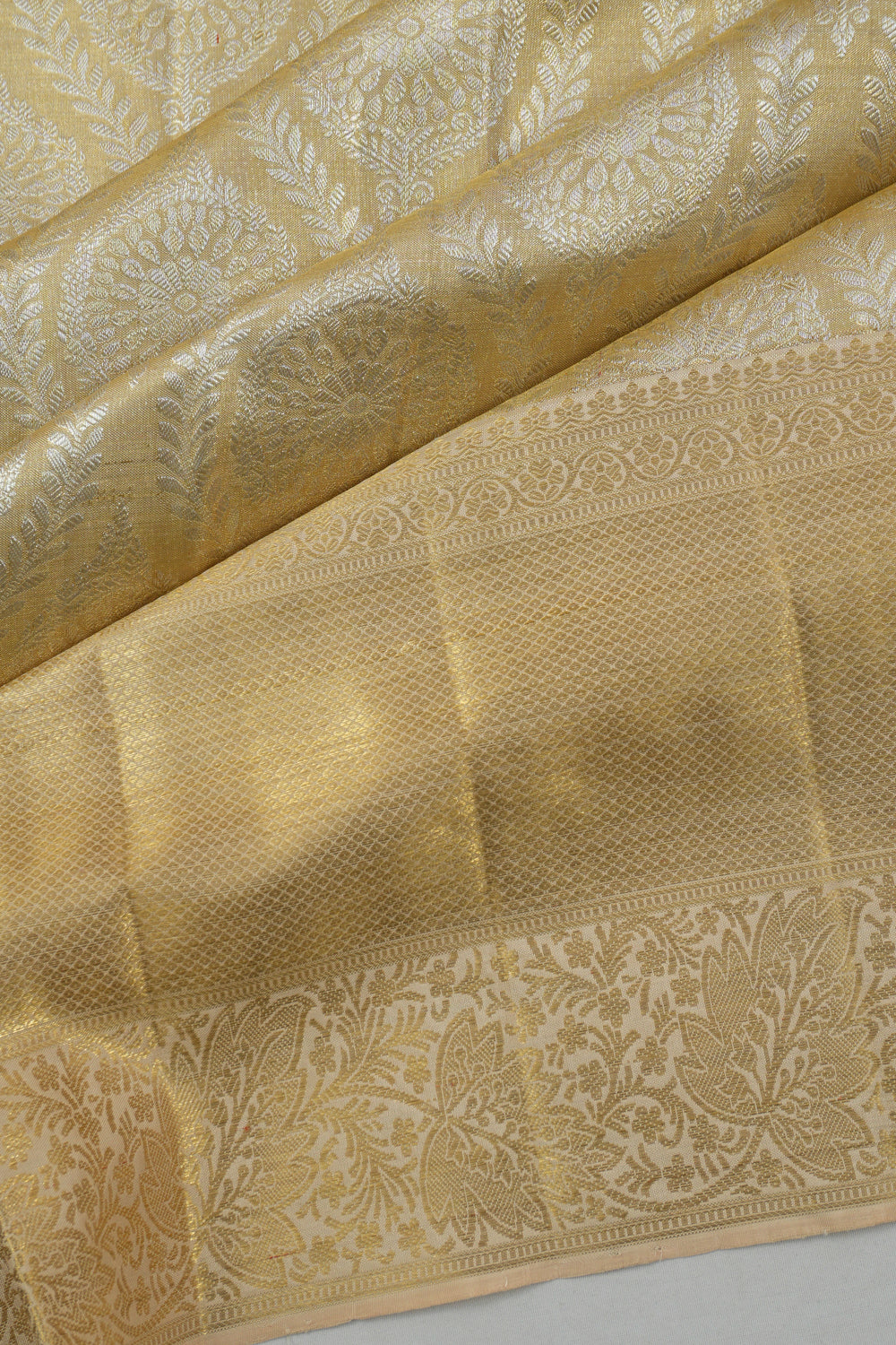 Kanchipuram Silk Tissue Brocade Gold Saree