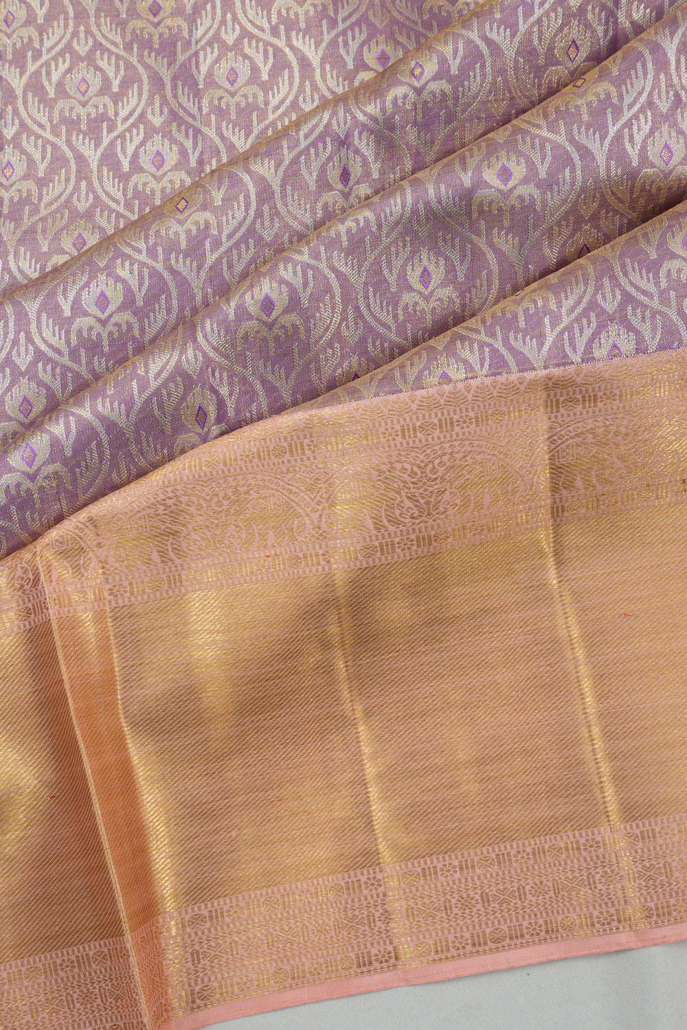 Kanchipuram Silk Tissue Brocade Purple Saree