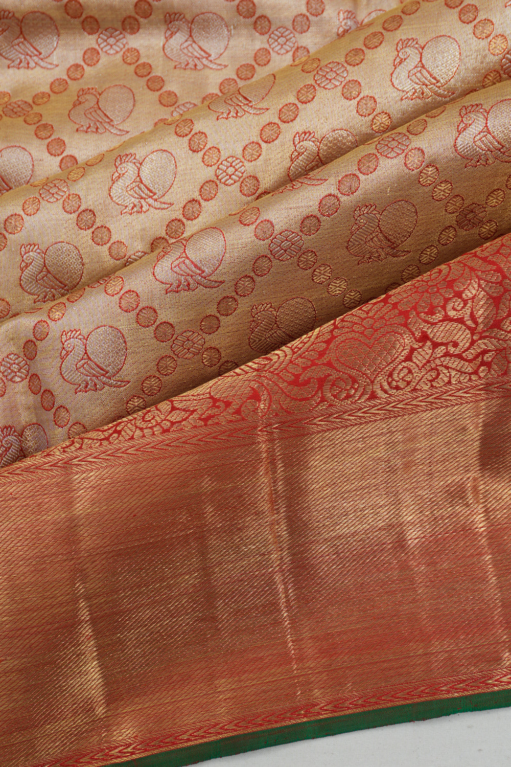 Kanchipuram Silk Tissue Brocade Gold Saree