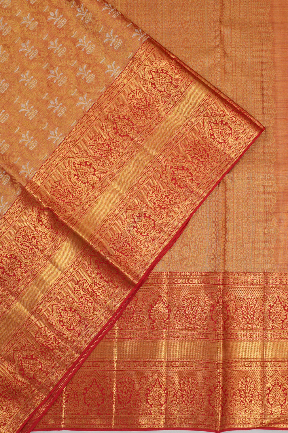 Kanchipuram Silk Tissue Brocade Red Saree