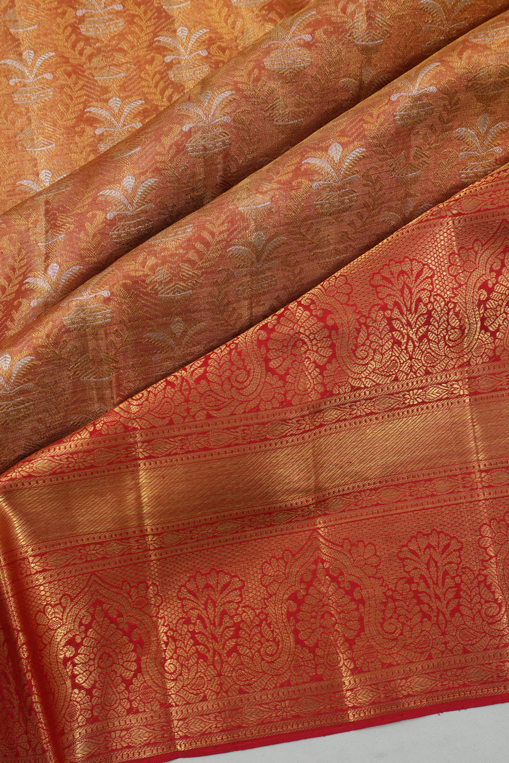 Kanchipuram Silk Tissue Brocade Red Saree