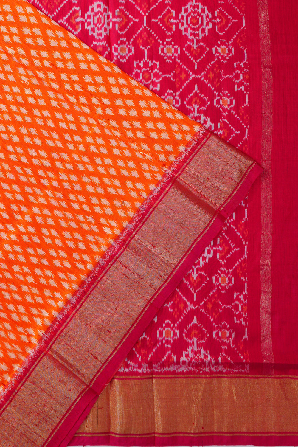 Pochampally Silk Ikat Orange Saree
