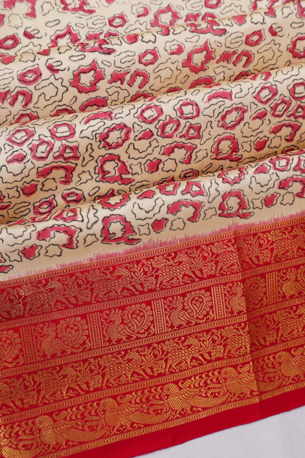 Kanchipuram Silk Ikat Cream Saree
