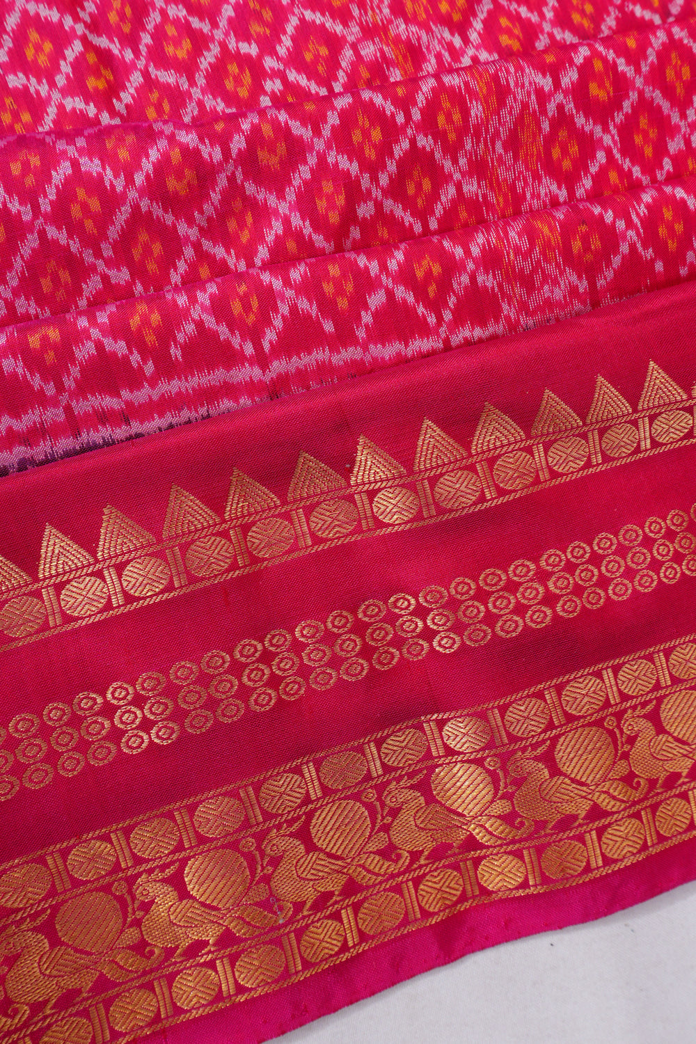Kanchipuram Silk Ikat Rani Pink Saree