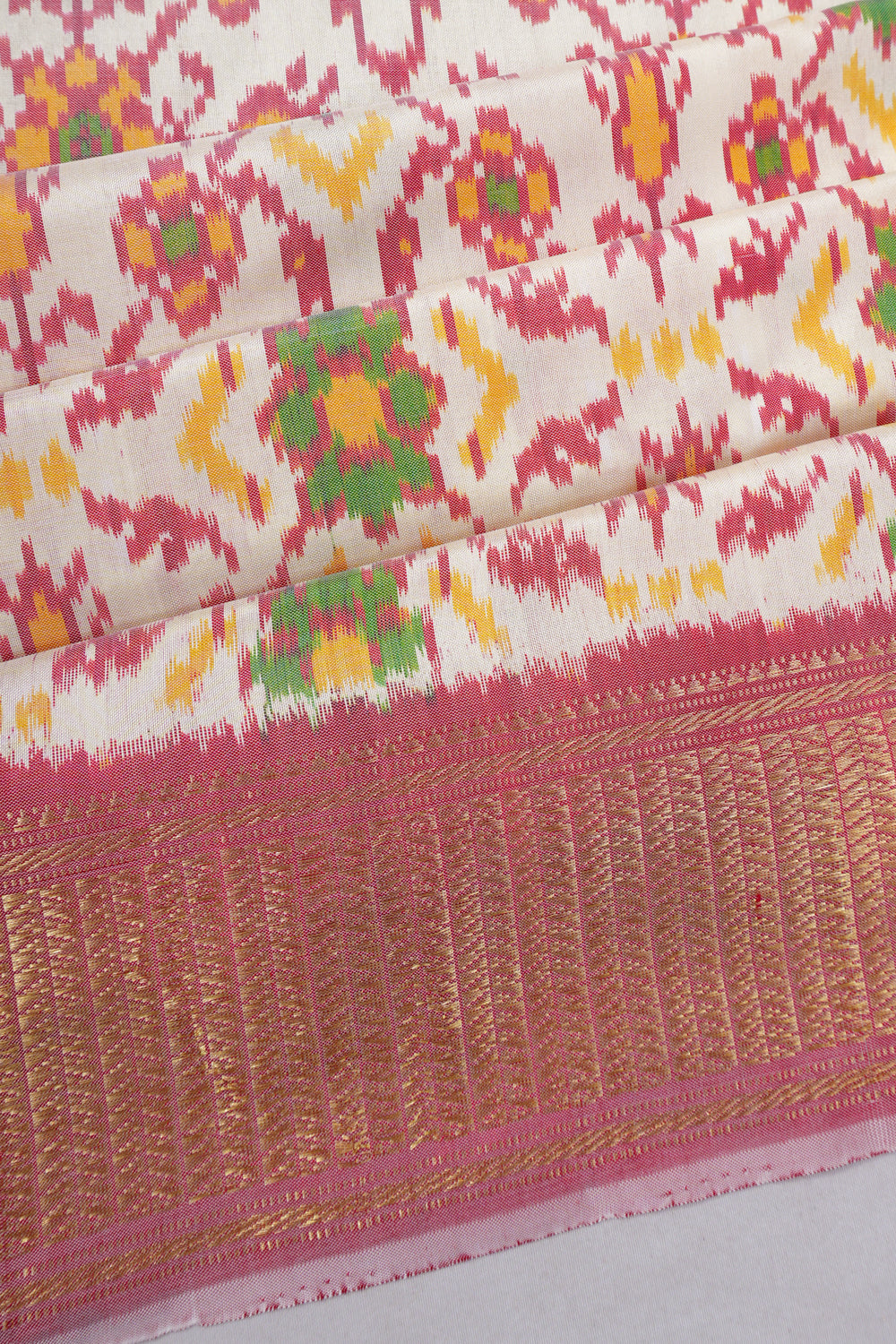 Kanchipuram Silk Ikat Off White Saree