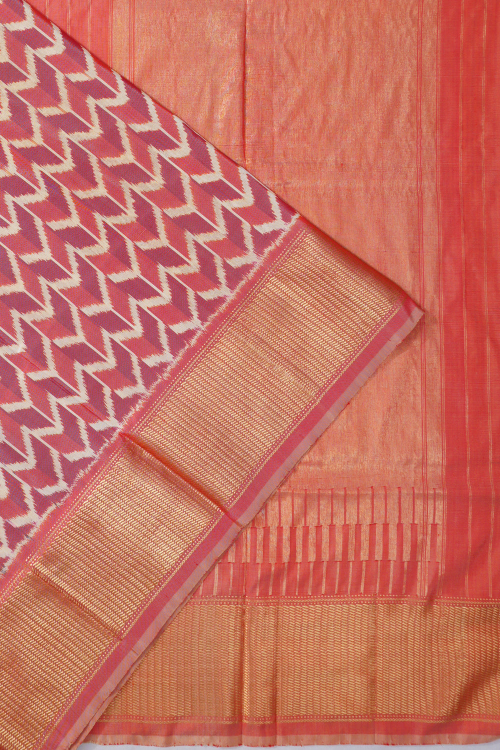 Kanchipuram Silk Ikat Red And Purple Saree