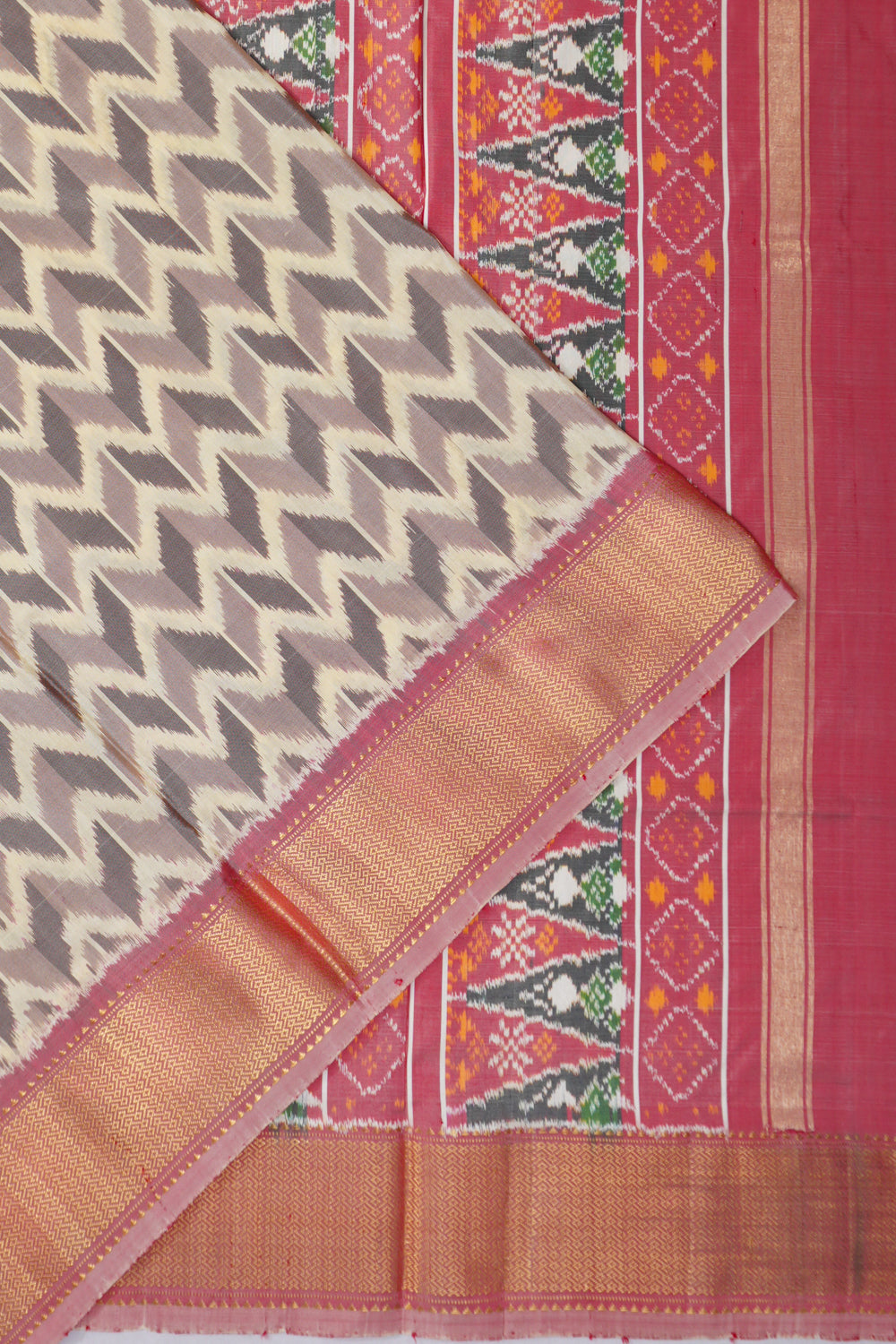 Kanchipuram Silk Ikat Cream Saree