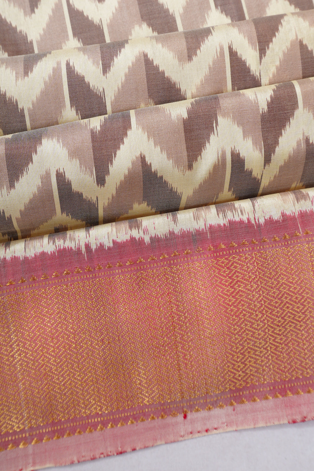 Kanchipuram Silk Ikat Cream Saree