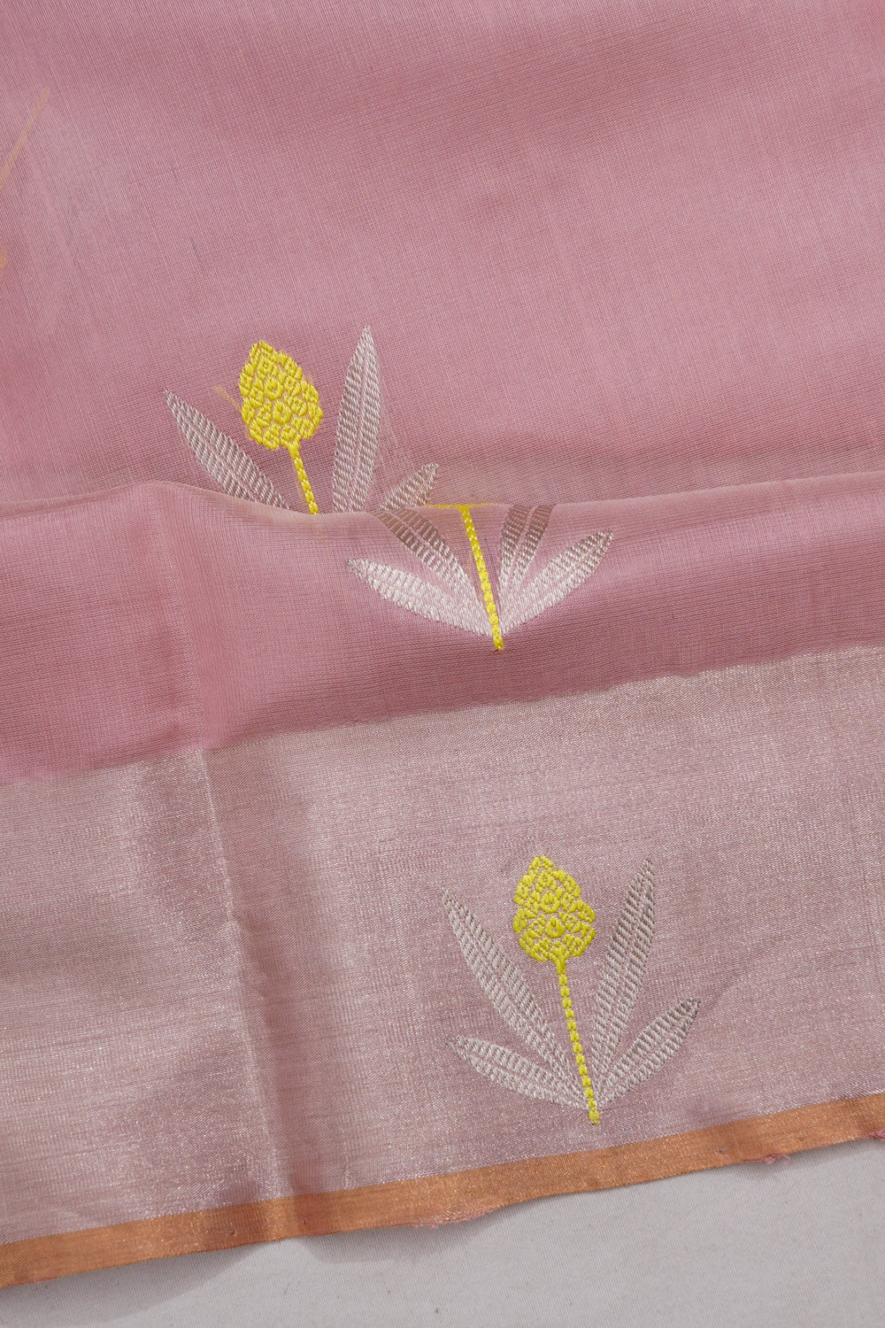 Chanderi Silk Butta Baby Pink Saree