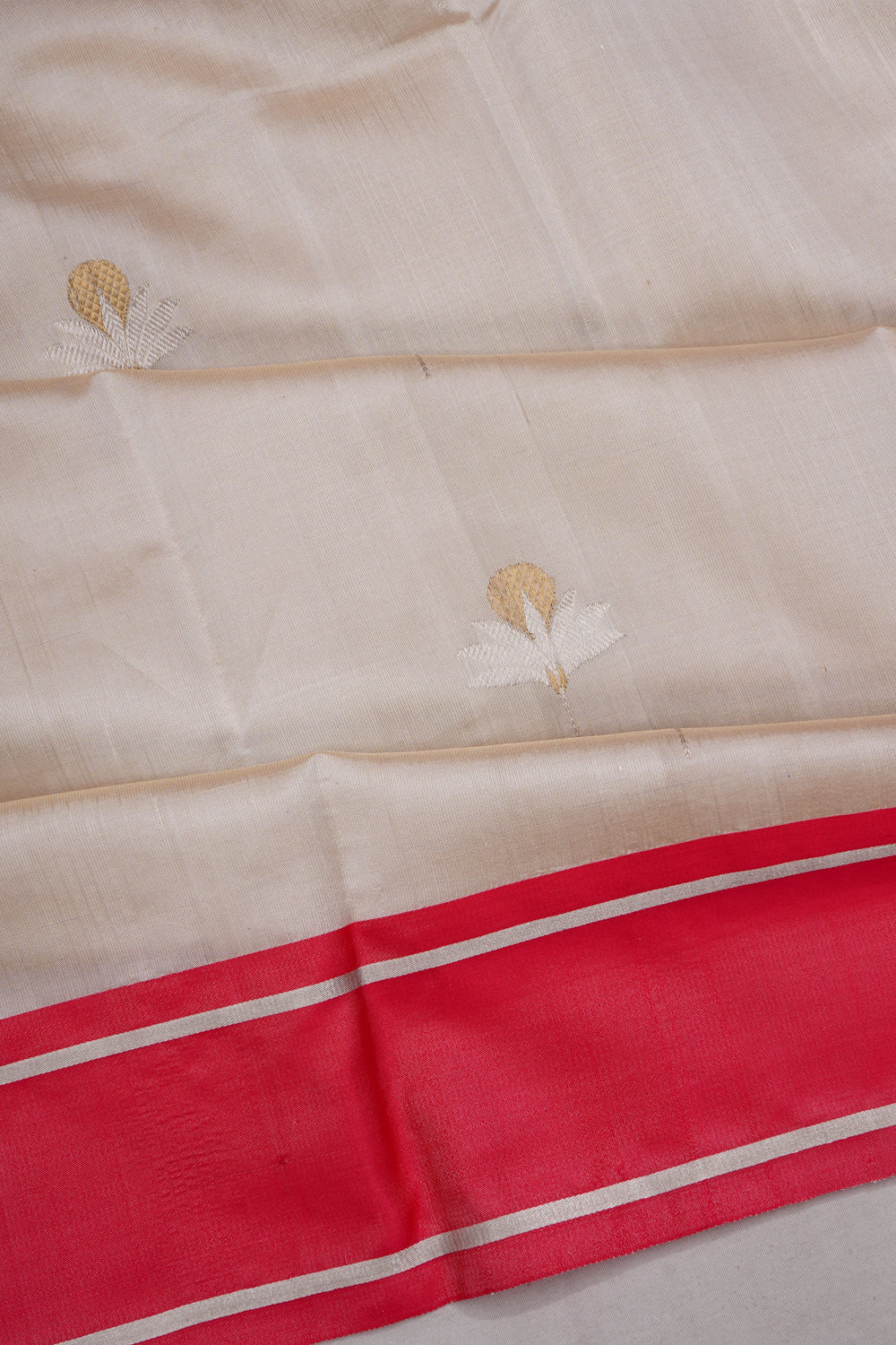 Chanderi Silk Butta Beige Saree