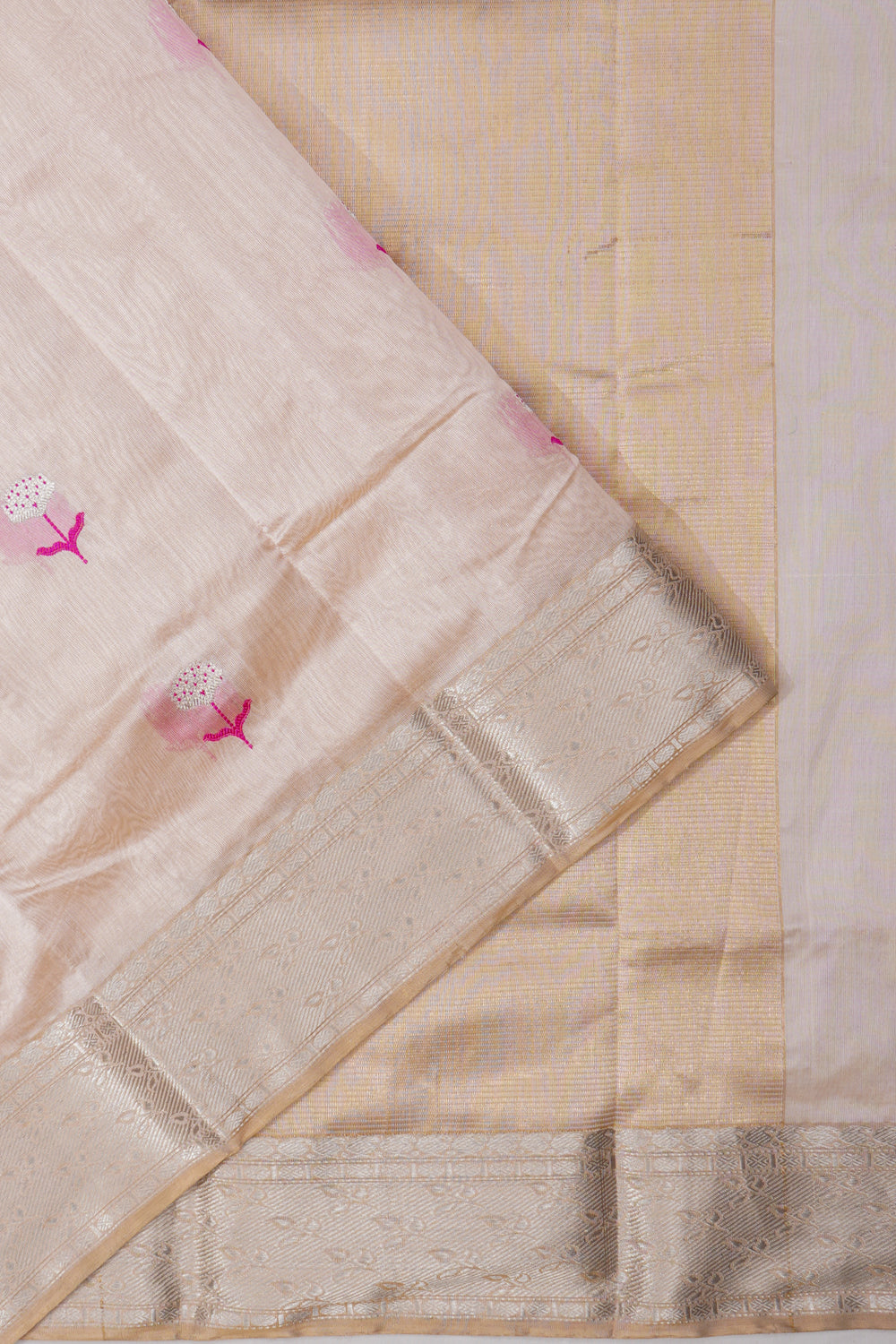 Chanderi Silk Butta Baby Pink Saree