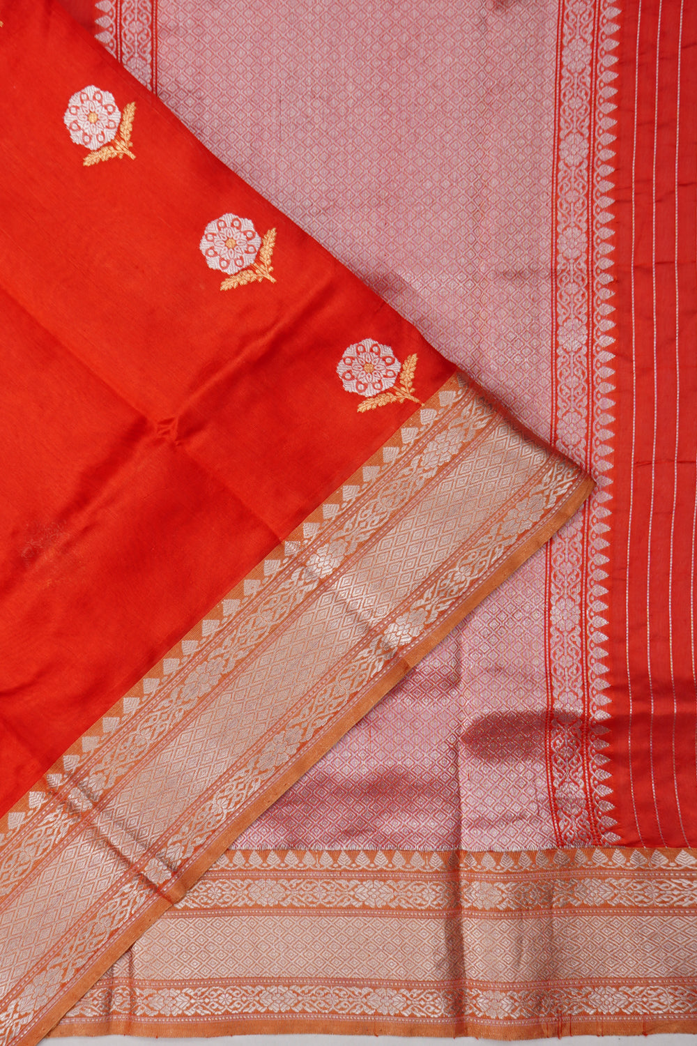 Chanderi Silk Butta Red Saree
