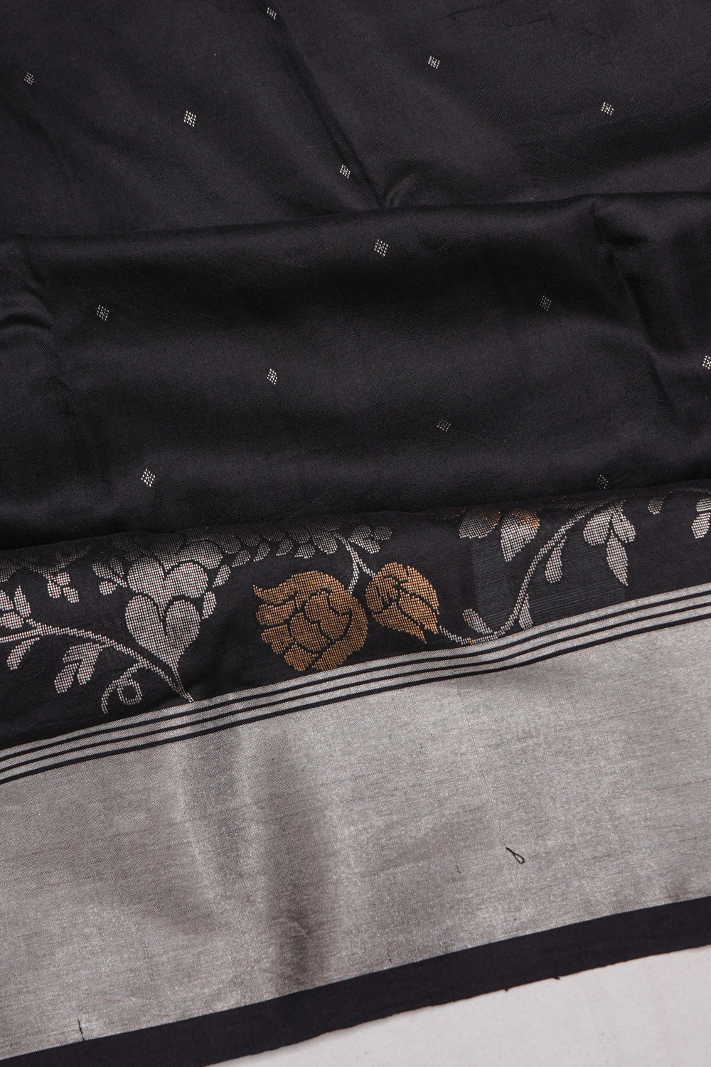 Chanderi Silk Brocade Black Saree