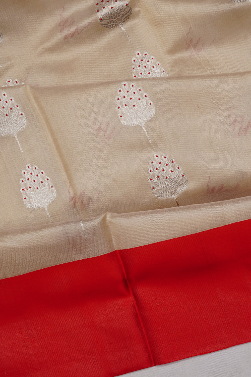 Chanderi Silk Butta Beige Saree