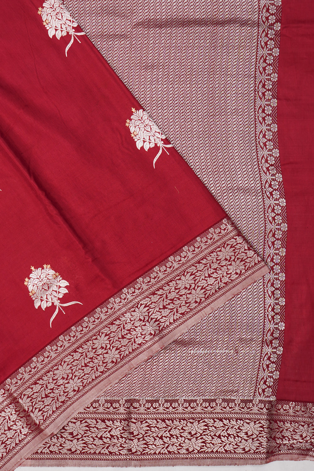 Chanderi Silk Butta Maroon Saree