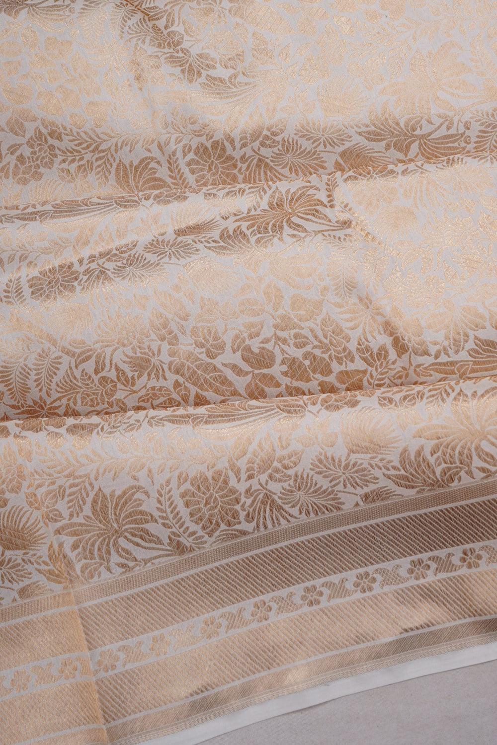 Banarasi Silk Brocade White Saree