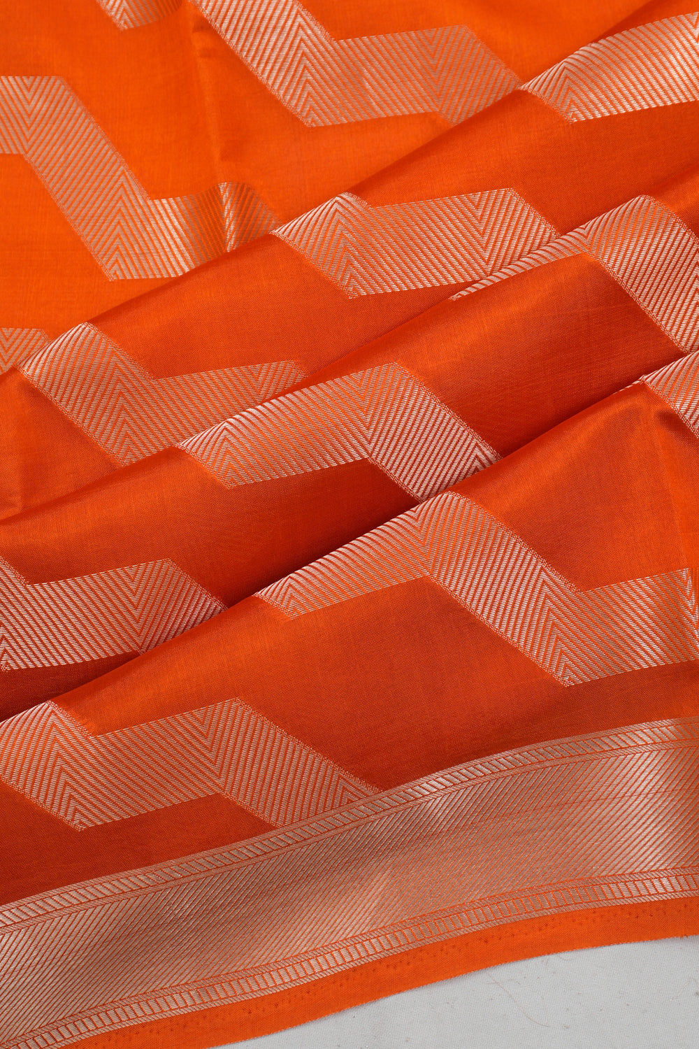 Vaanya Banaras Silk Brocade Orange Saree