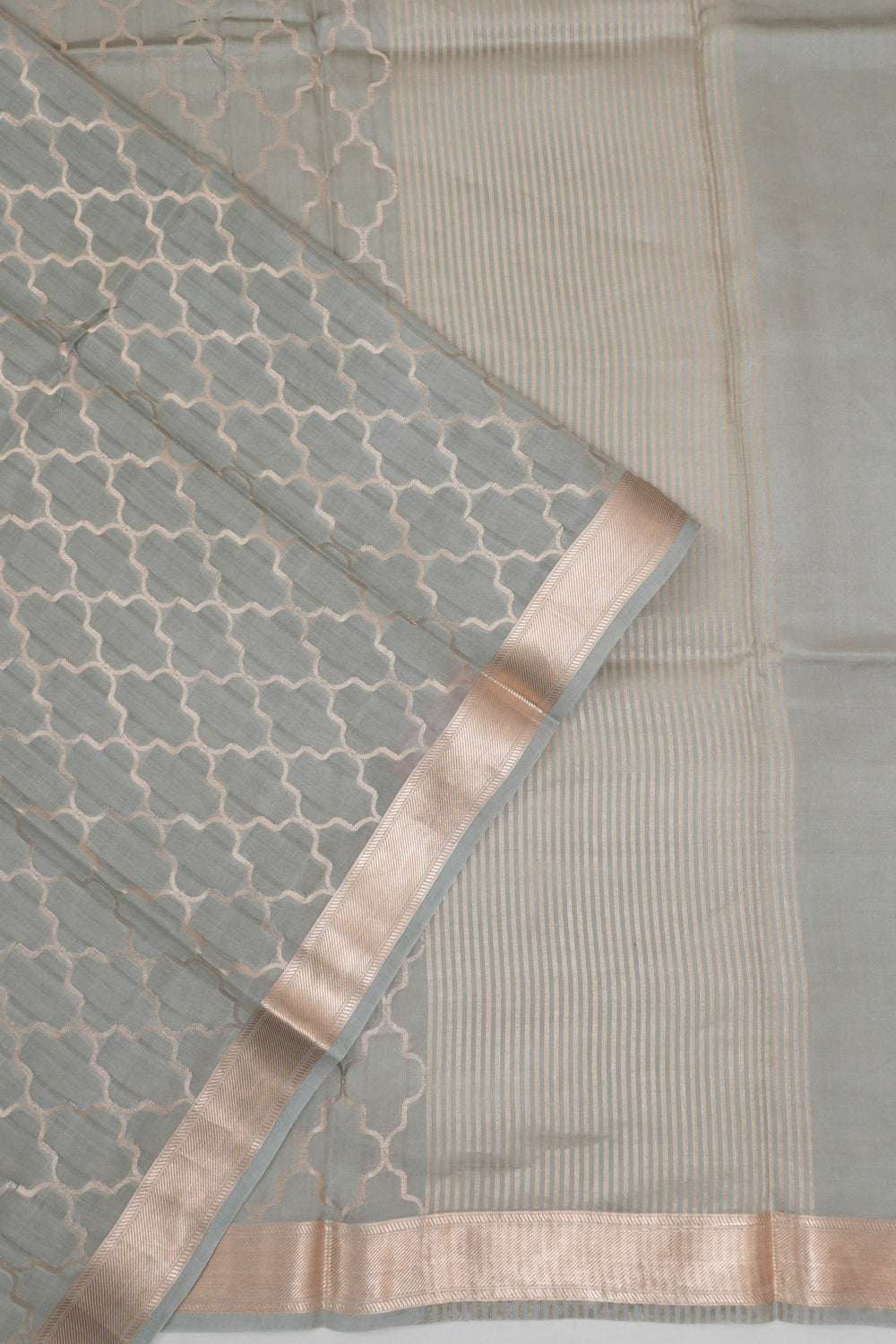 Vaanya Banaras Silk Brocade Grey Saree