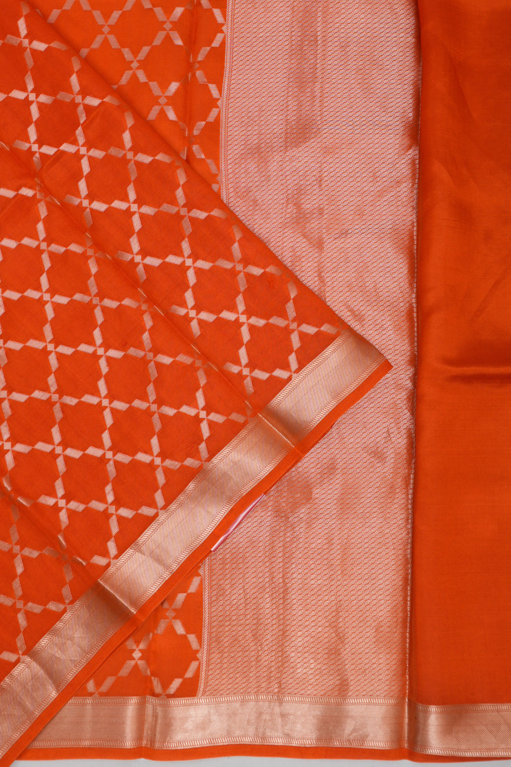 Vaanya Banaras Silk Brocade Orange Saree