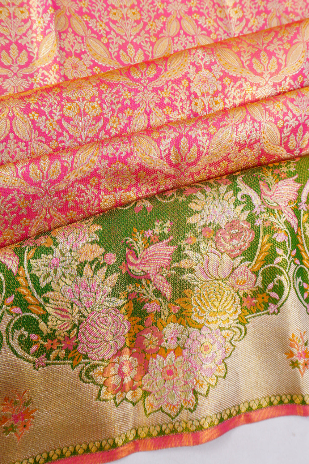 Taranga Kanchi Silk Tissue Brocade Pink Saree