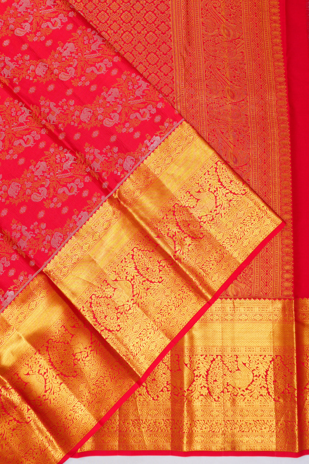 Taranga Kanchi Silk Brocade Red Saree