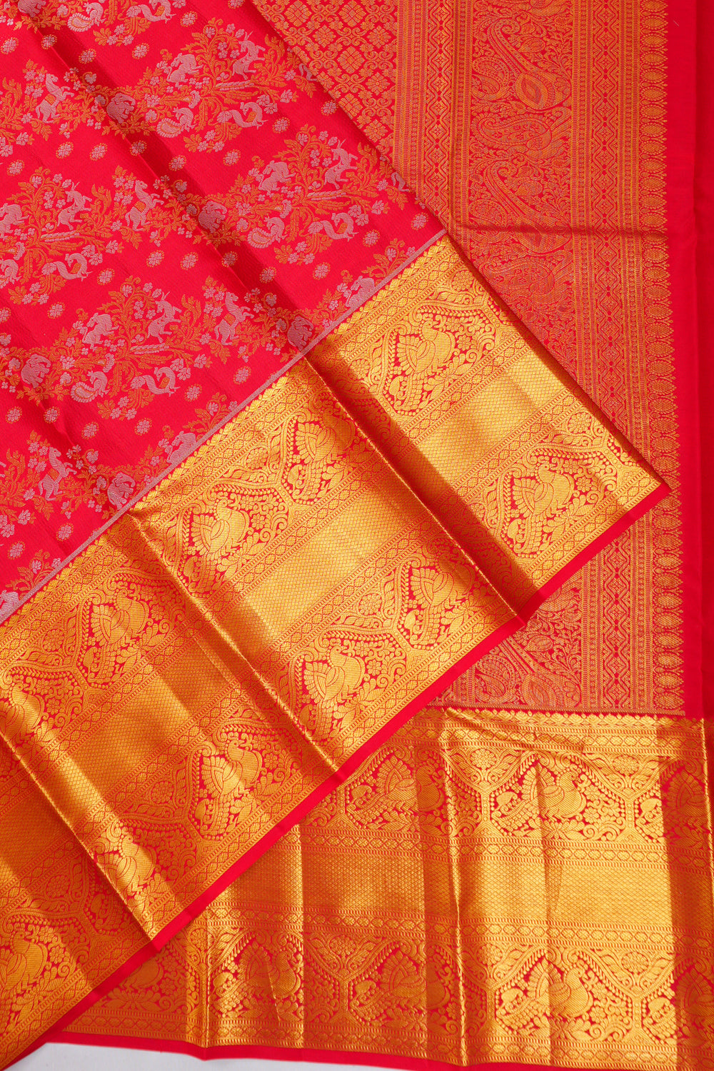 Taranga Kanchi Silk Brocade Red Saree