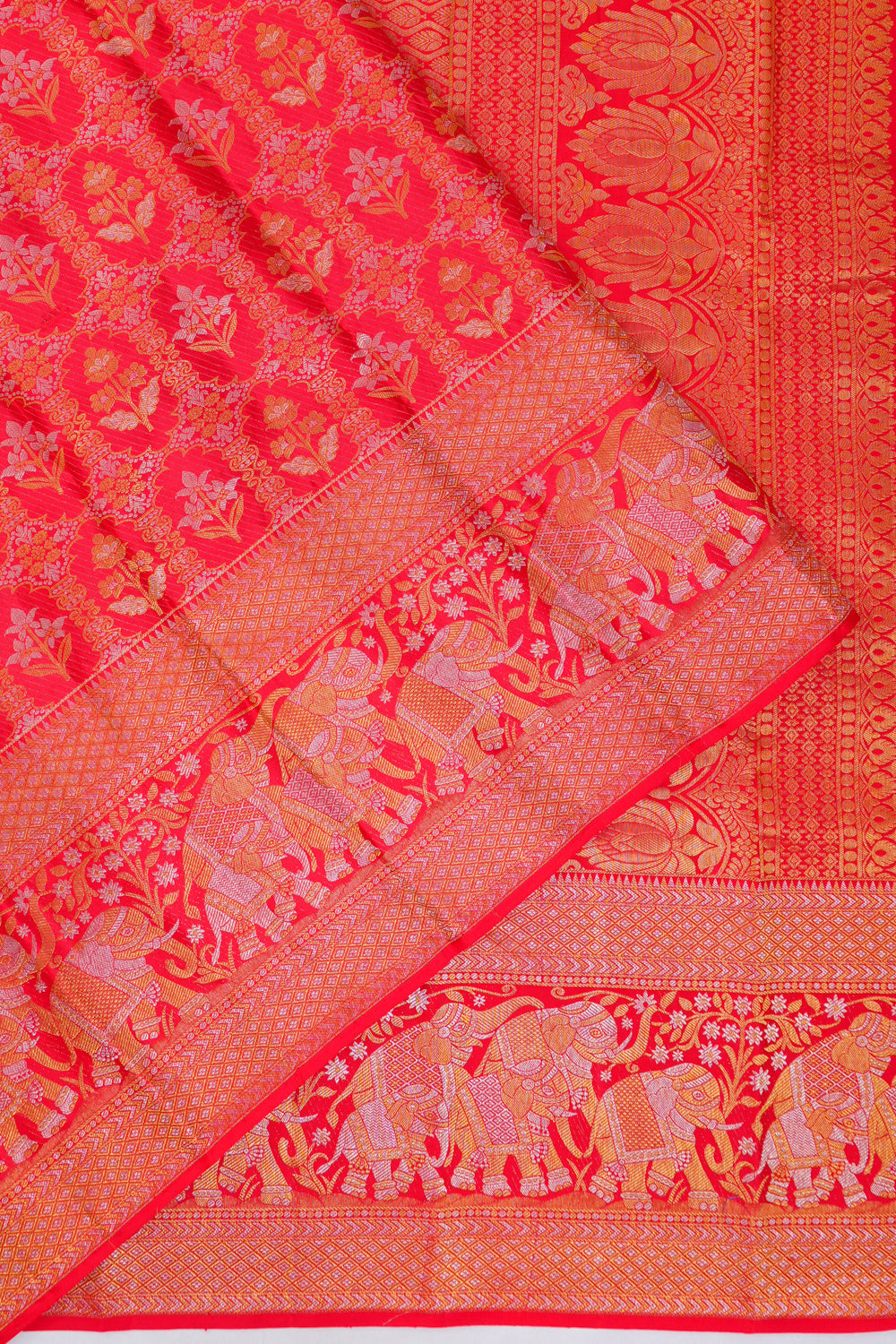 Taranga Kanchi Silk Brocade Red Saree