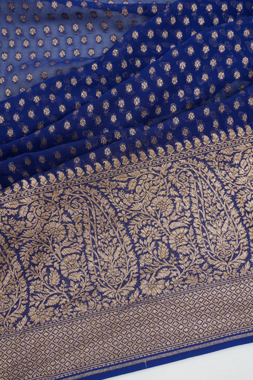 Vaanya Banaras Georgette Brocade Blue Saree