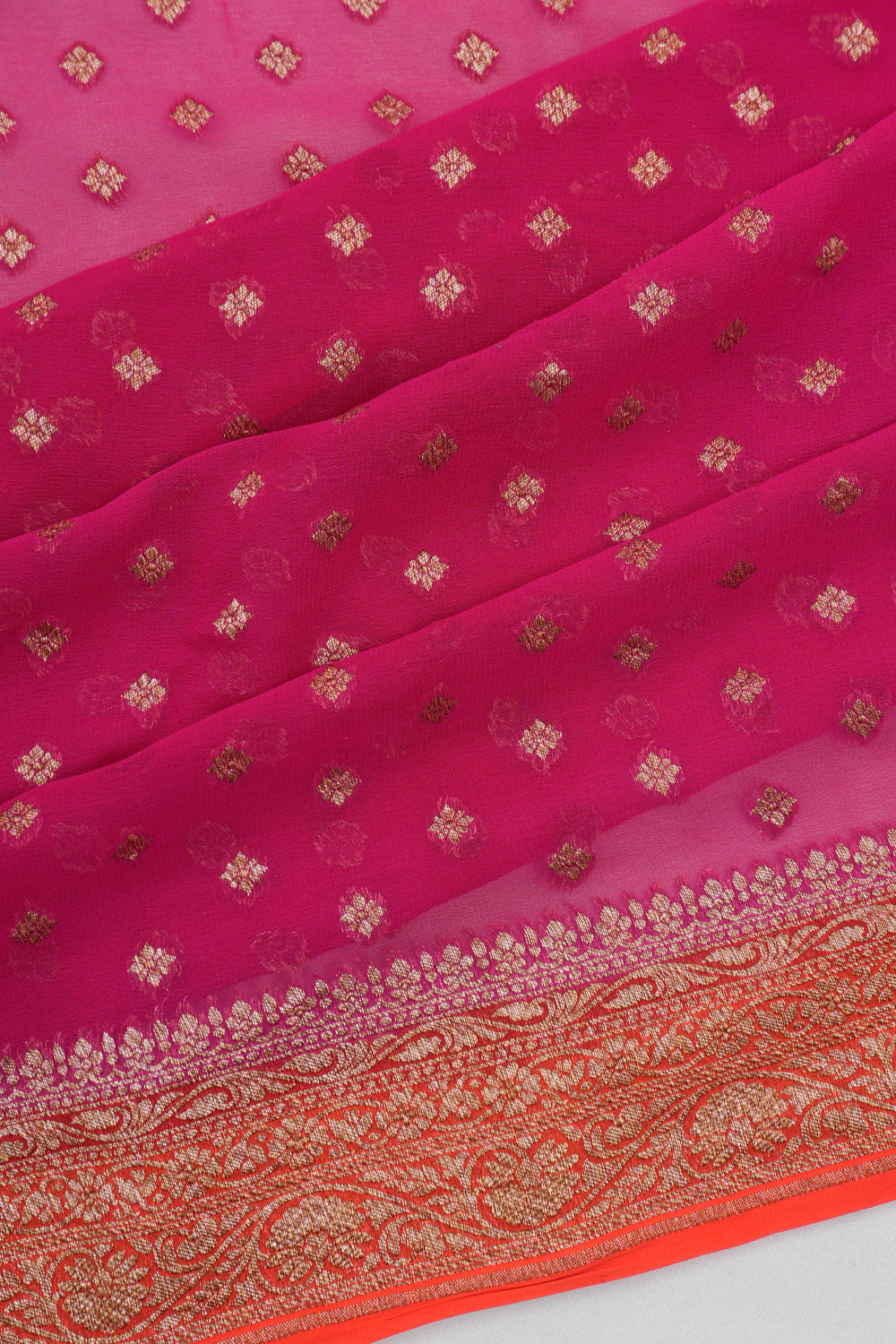 Vaanya Banaras Georgette Brocade Pink Saree