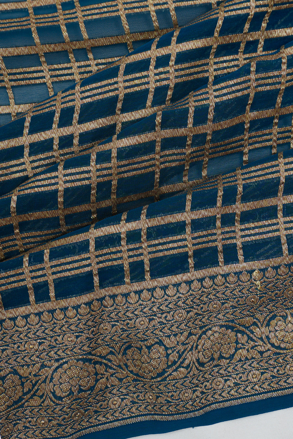Vaanya Banaras Georgette Brocade Blue Saree