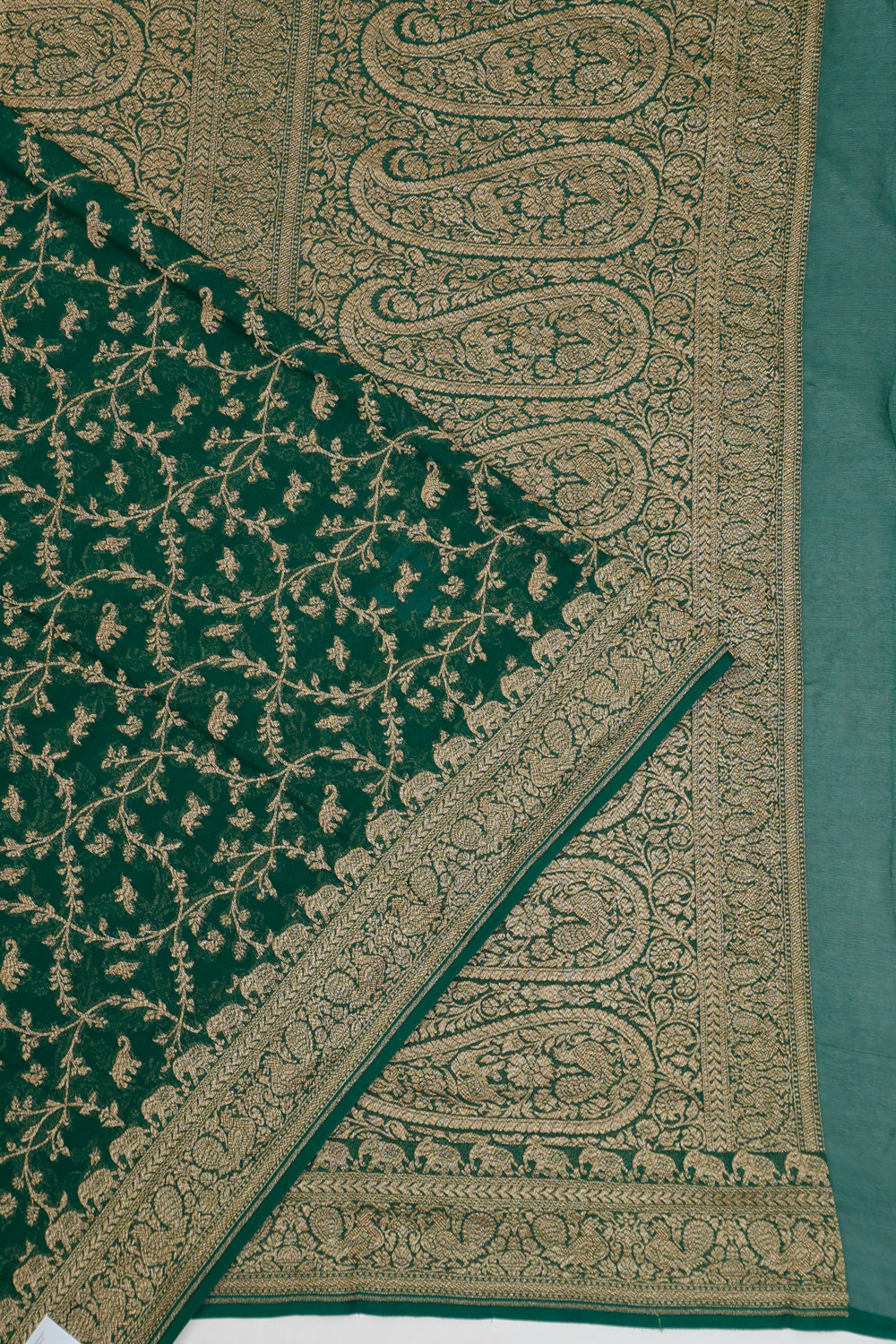 Vaanya Banaras Georgette Brocade Green Saree