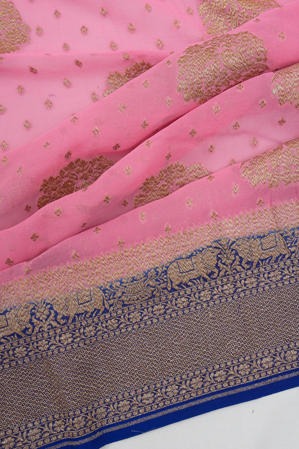 Vaanya Banaras Georgette Brocade Pink Saree