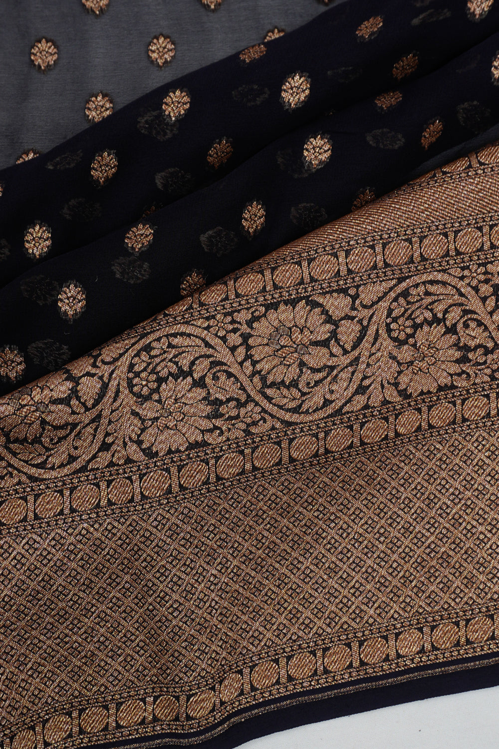 Vaanya Banaras Georgette Brocade Black Saree