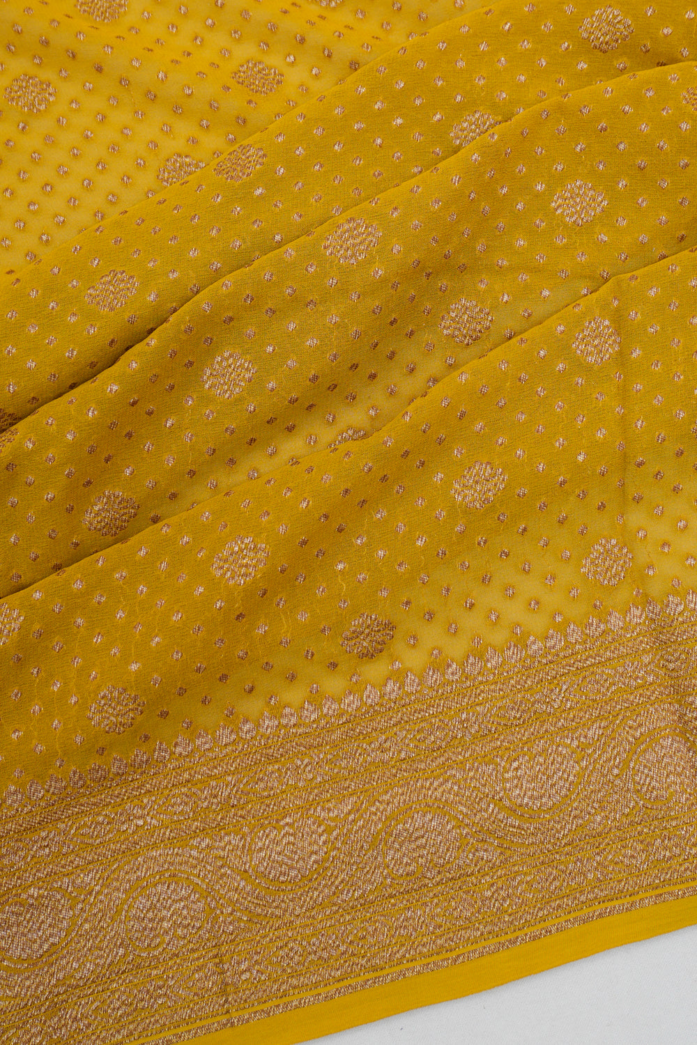 Vaanya Banaras Georgette Brocade Yellow Saree