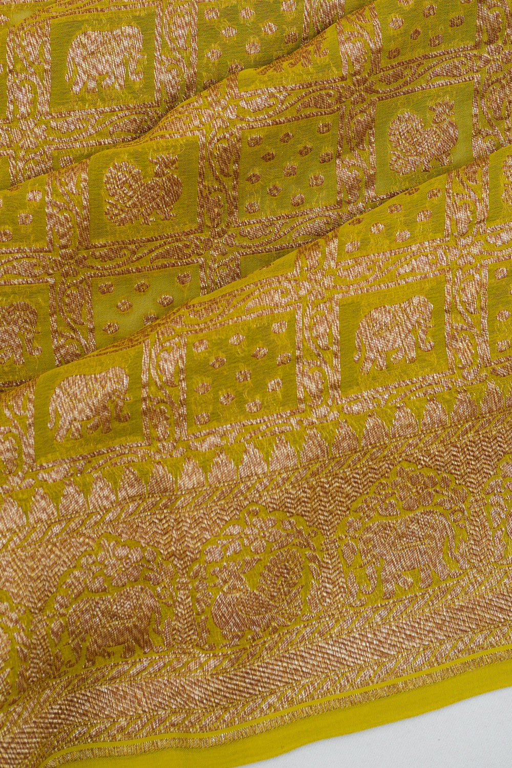 Vaanya Banaras Georgette Brocade Yellow Saree