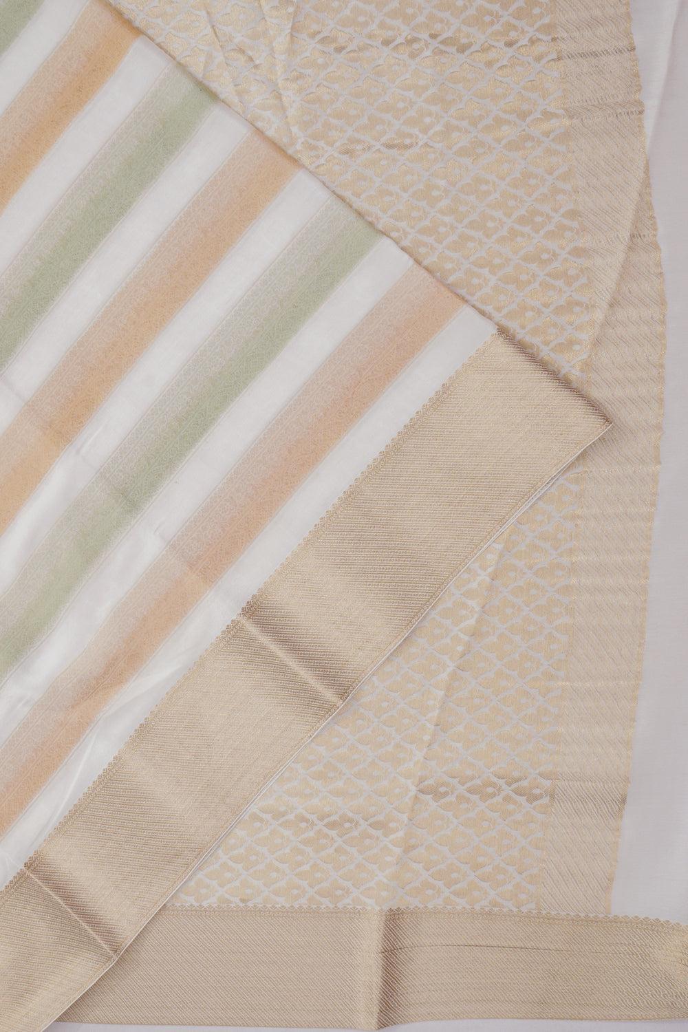 Mysore Silk Brocade White Saree