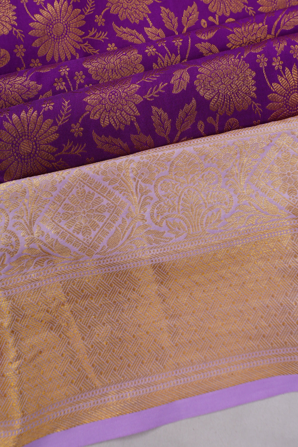 Dharmavaram Silk Brocade Violet Saree