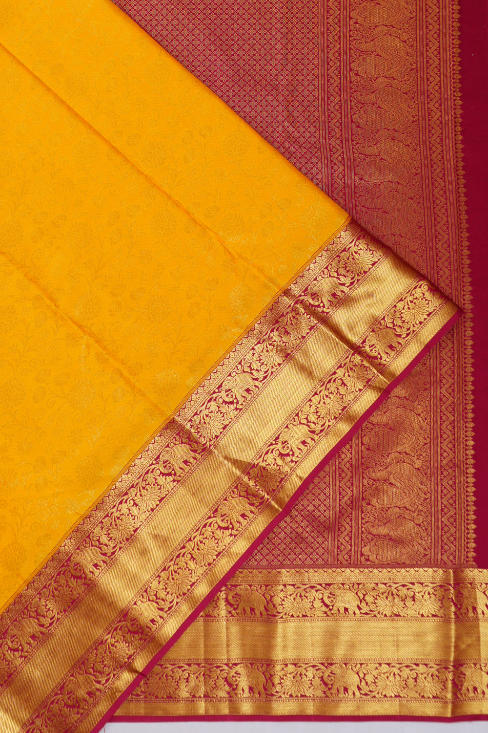 Dharmavaram Silk Brocade Yellow Saree