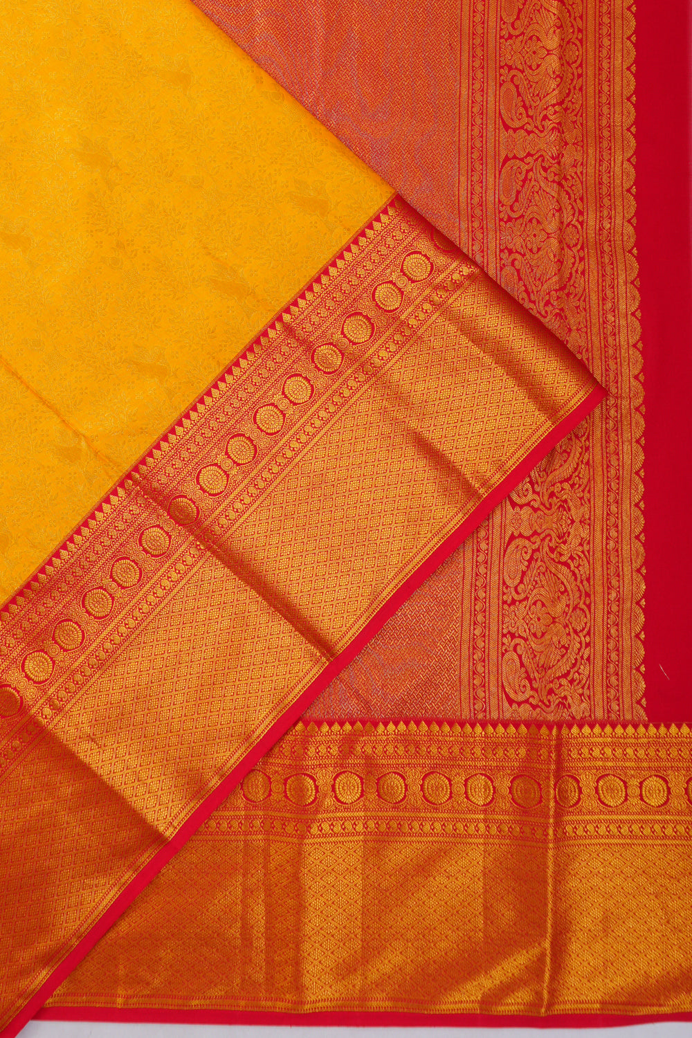 Dharmavaram Silk Brocade Yellow Saree