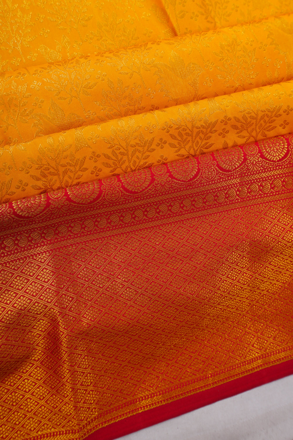 Dharmavaram Silk Brocade Yellow Saree