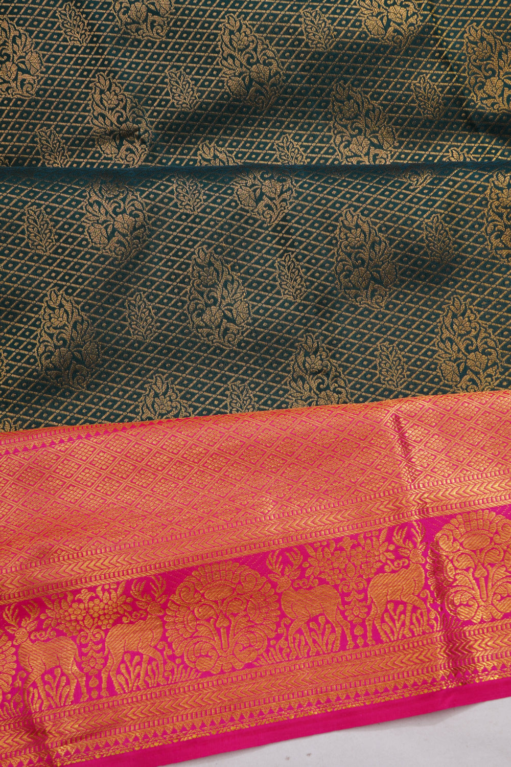 Dharmavaram Silk Brocade Green Saree
