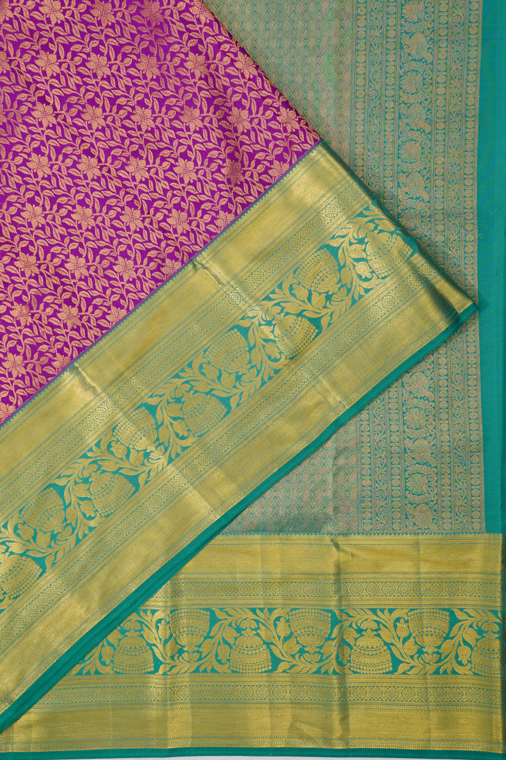Dharmavaram Silk Brocade Violet Saree