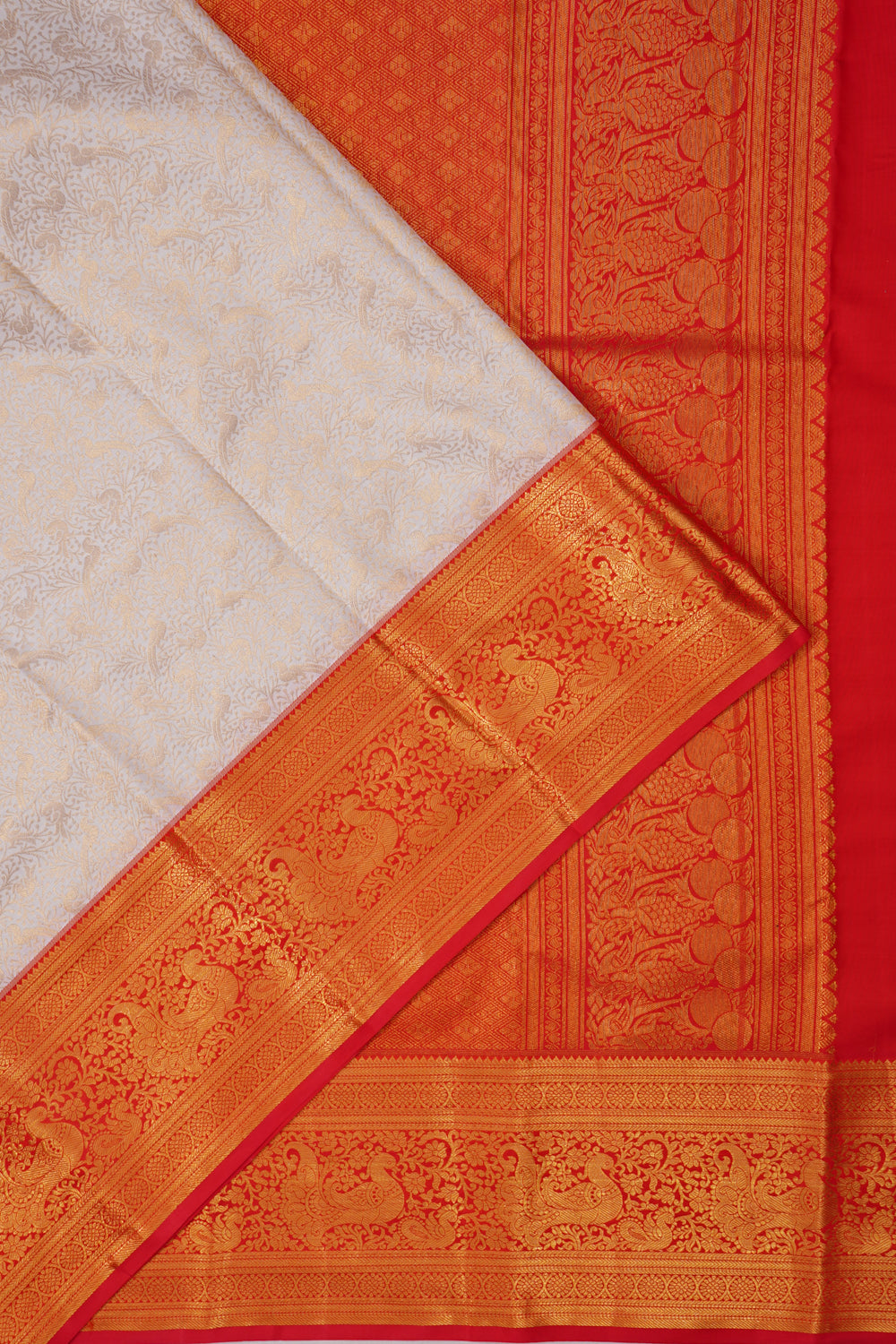 Dharmavaram Silk Brocade Off White Saree