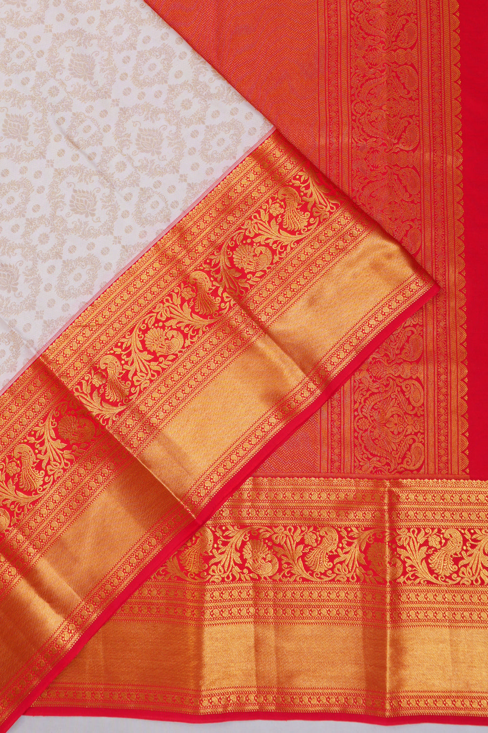 Dharmavaram Silk Brocade White Saree