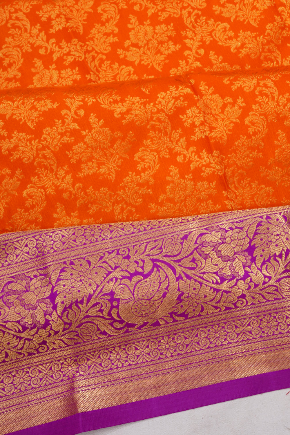 Dharmavaram Silk Brocade Orange Saree