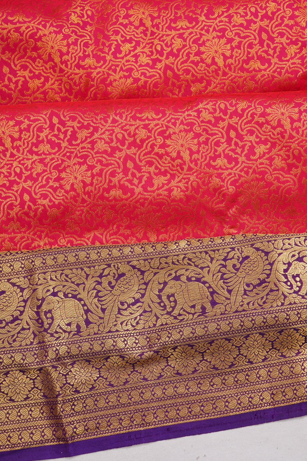 Dharmavaram Silk Brocade Pink Saree